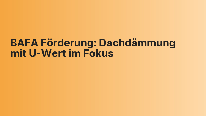 BAFA Förderung: Dachdämmung mit U-Wert im Fokus